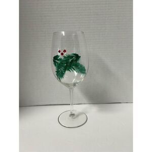 Hand painted Christmas wine glass